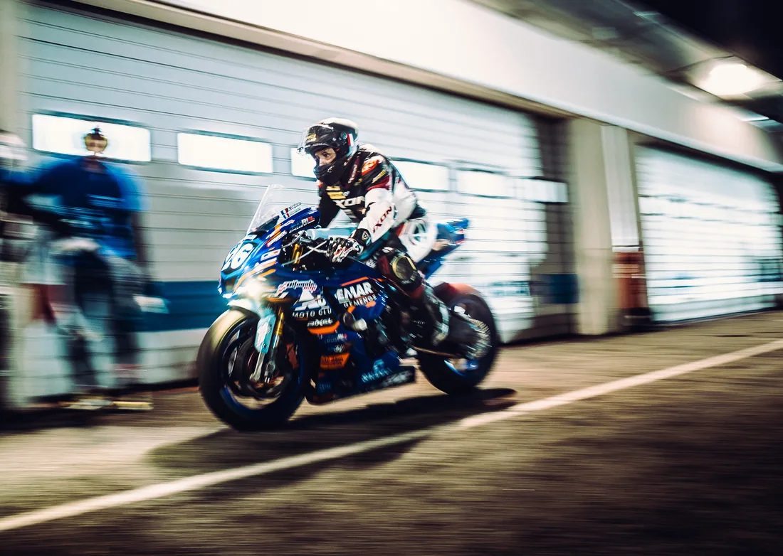 Close view of motorcycle racing preparation and the working environment